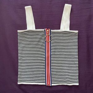 Chiwawameme Striped Zip Up Tank Top